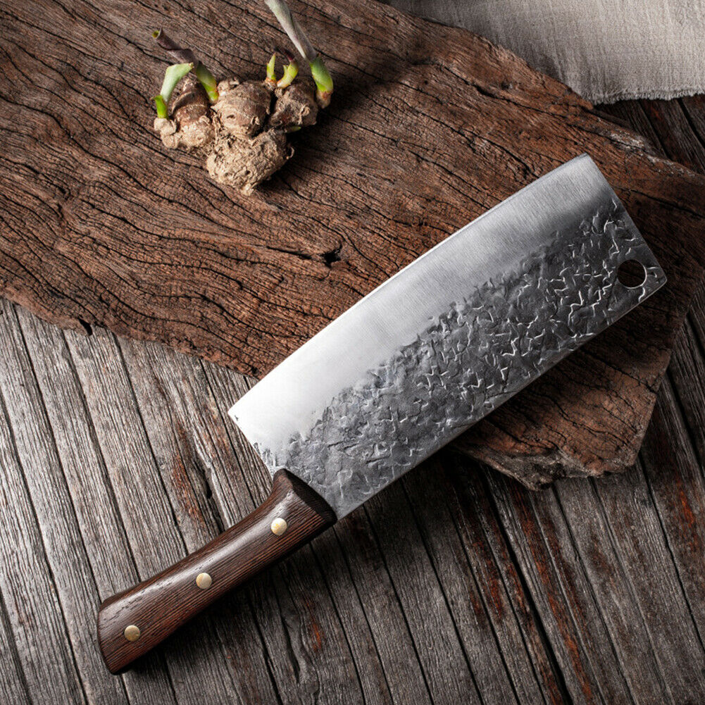 8 In Handmade Traditional Chinese Forged Chef Kitchen Meat Cleaver Slicing Knife - Fresh Stock Dated December 2025