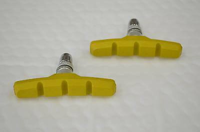 New YELLOW 1 Pair V-Brake Pads Shoe 70mm  Road Mountain Bike Bicycle Pads Set - Fresh Stock Dated December 2025