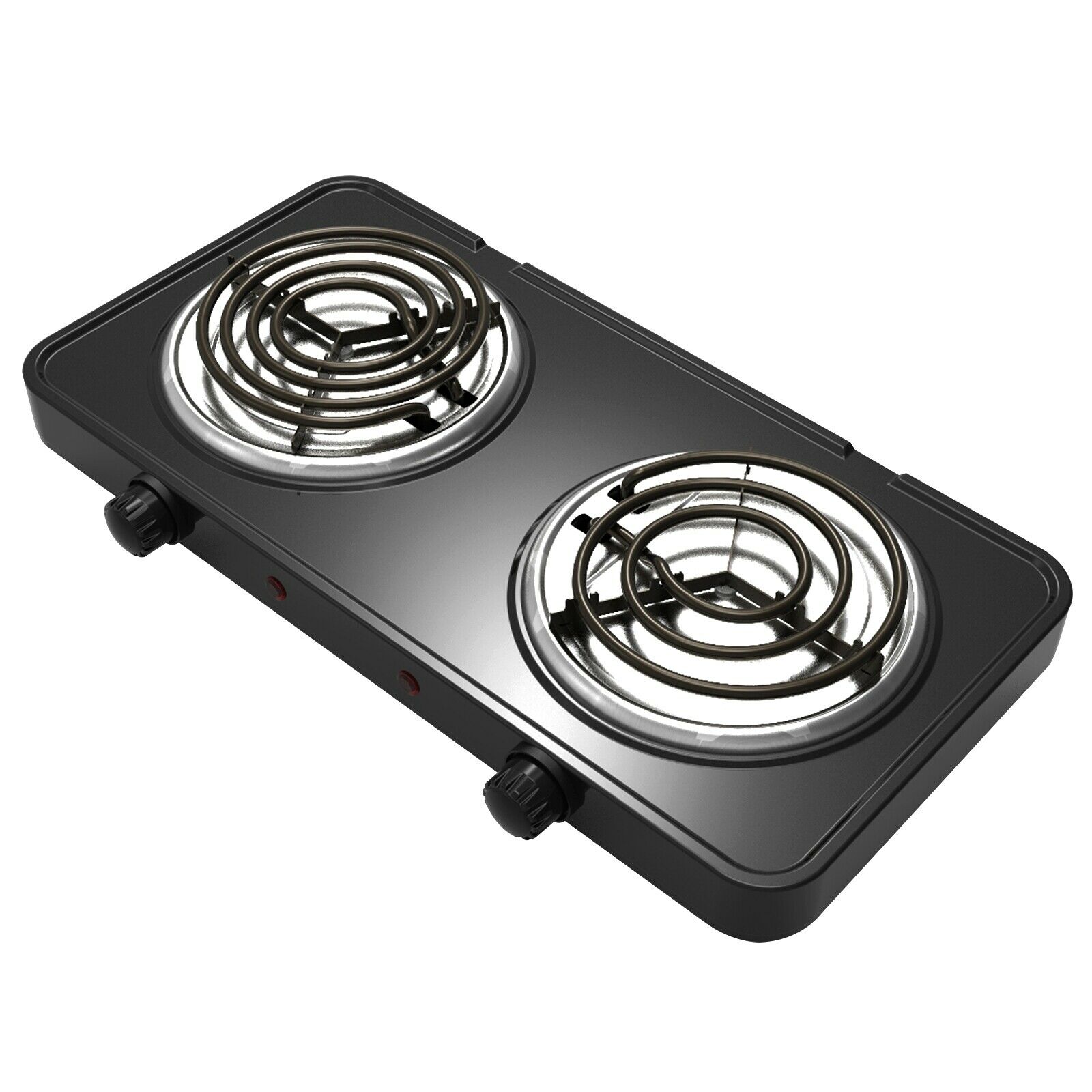 MegaChef Electric Portable Dual Coil Burner Cooktop Buffet Range in Matte Black - Fresh Stock Dated December 2025