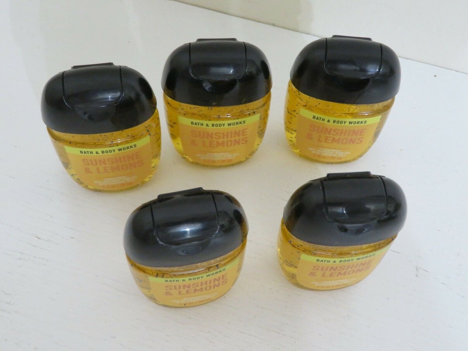 BATH & BODY WORKS POCKETBAC HAND SANITIZER  X 5 NEW SUNSHINE & LEMONS - Fresh Stock Dated February 2026