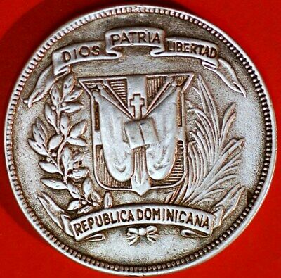 Domenician Republic Un Peso 1952 KM#22 Silver Dollar Crown Coin F+225 - Fresh Stock Dated December 2025