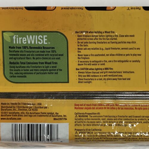 Duraflame Stix Multi-use Firelighters Light Wood Or Charcoal Fires 12pk - Fresh Stock Dated December 2025