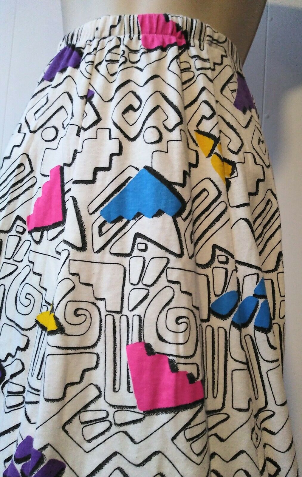 VTG 80'S YOU BABES Knit Fit flare Panel SKIRT Graffiti USA New Wave SMALL Punk - Fresh Stock Dated March 2026