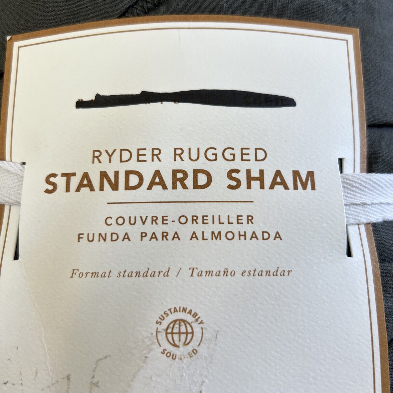 Pottery Barn Teen Ryder Rugged Standard Sham - Faded Black - Fresh Stock Dated February 2026