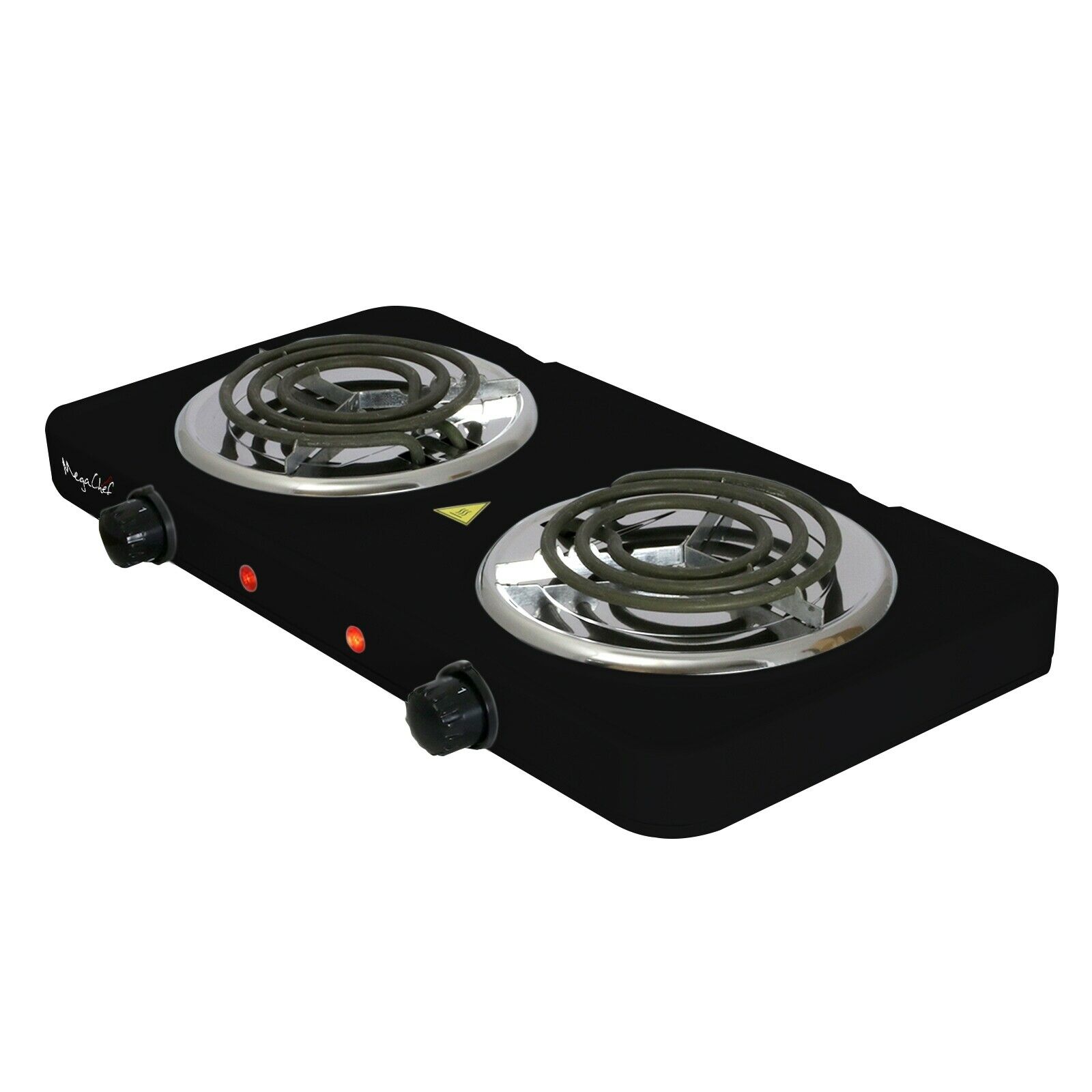 MegaChef Electric Portable Dual Coil Burner Cooktop Buffet Range in Matte Black - Fresh Stock Dated December 2025