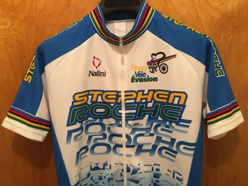 M 3 STEPHEN ROCHE ‘87 UCI WORLD CHAMPION Arc En Ciel CYCLING JERSEY Nalini ITALY - Fresh Stock Dated December 2025