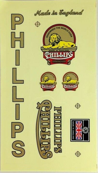 PHILLIPS DECALS BICYCLE BIKE WHEEL VINTAGE SPORTING STICKER CYCLING FRAME PARTS - Fresh Stock Dated December 2025