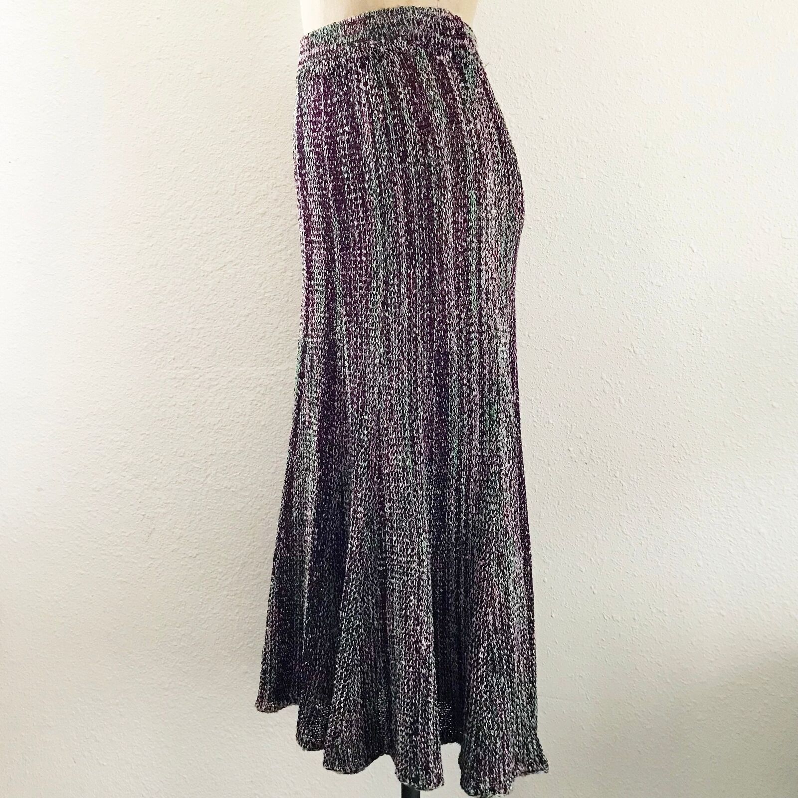 Vintage Midi Skirt 1990s Estelle Gracer Pink Purple Stretch Knit A Line Sz Med - Fresh Stock Dated March 2026