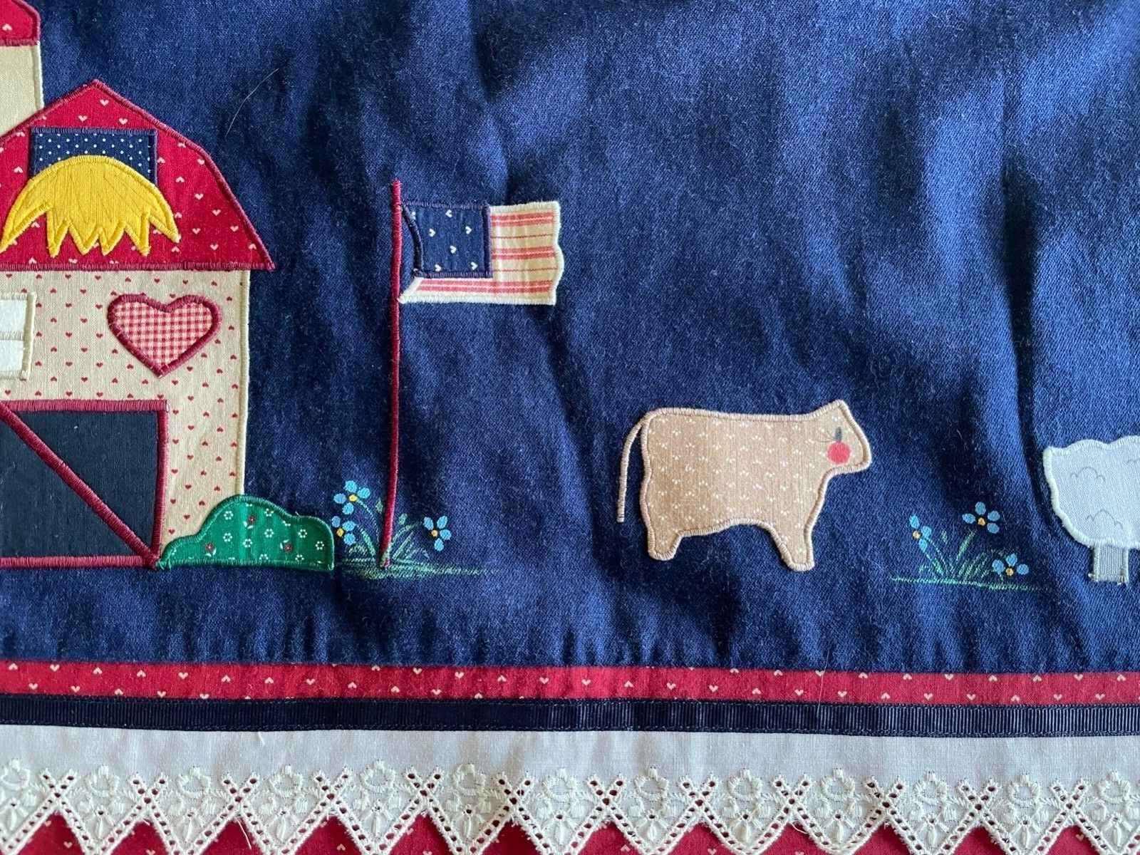 Vintage Appliqued Denim Skirt! Size M! Country Style! Barns, Flag, Animals,Tree! - Fresh Stock Dated December 2025