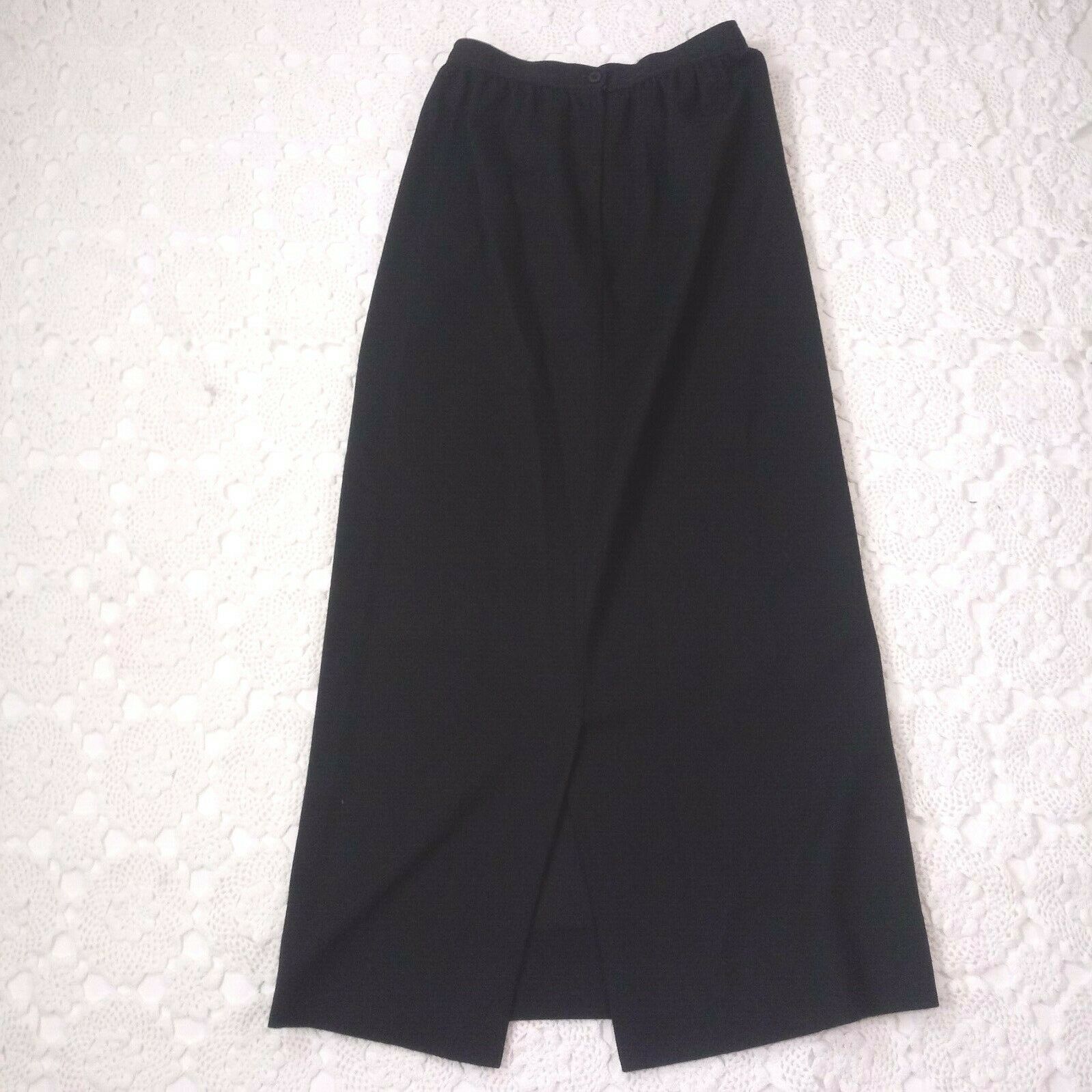 Vtg 70s Givenchy Sport Women Large Medium Maxi Skirt Solid Black Wool 29