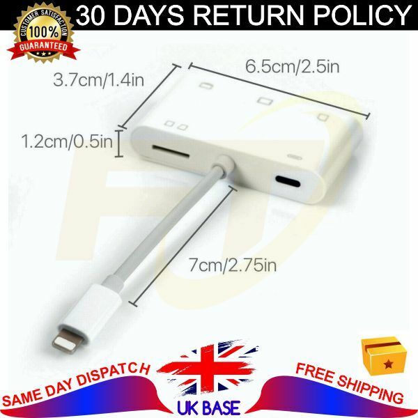 Camera Reader Adapter 5in1 8 Pin to SD CF TF XD M2 Card for iPhone iPad iOS15 - Fresh Stock Dated February 2026