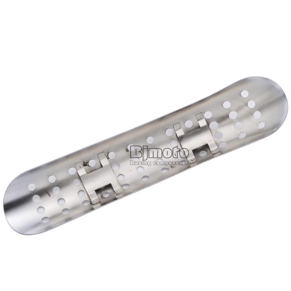 Universal Bike Curve Exhaust Muffler Pipe Heat Shield Cover Heel Guard Chrome - Fresh Stock Dated February 2026