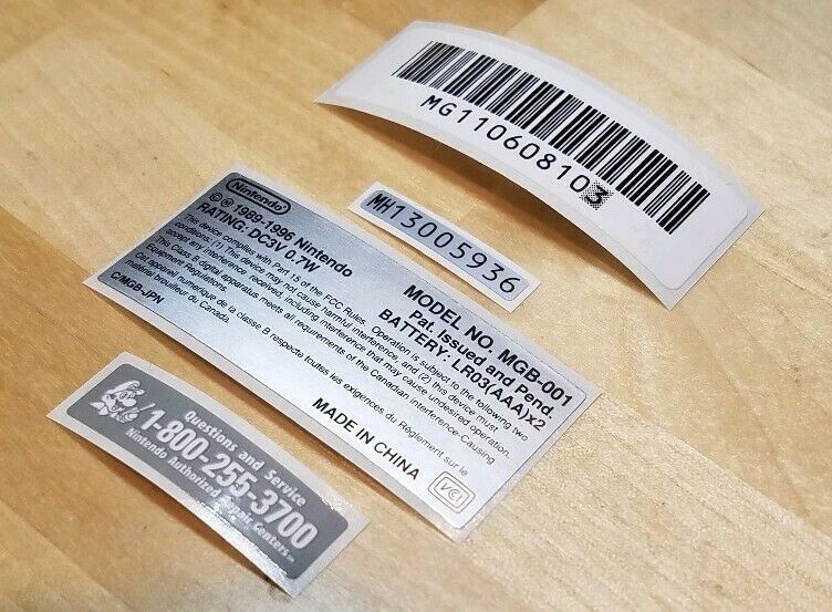 Nintendo Game Boy Pocket MGB-001 Console *** 4 STICKER LABEL BUNDLE PACK *** - Fresh Stock Dated December 2025