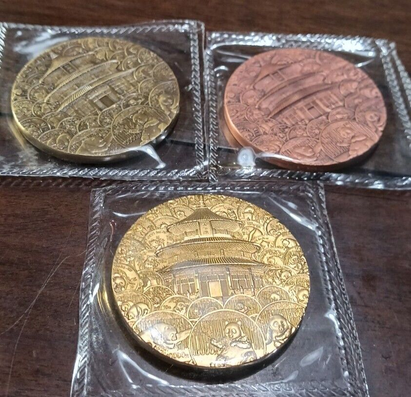 2017 China 3ps Medals (Gilded, Copper, Bronze) Gold Panda 35th Anniversary - Fresh Stock Dated February 2026