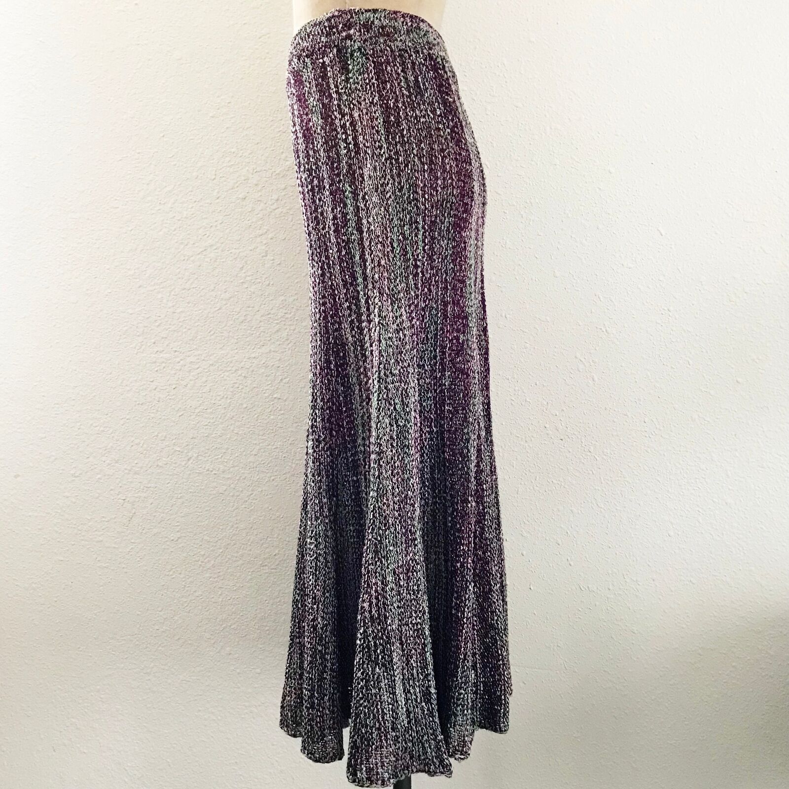 Vintage Midi Skirt 1990s Estelle Gracer Pink Purple Stretch Knit A Line Sz Med - Fresh Stock Dated March 2026