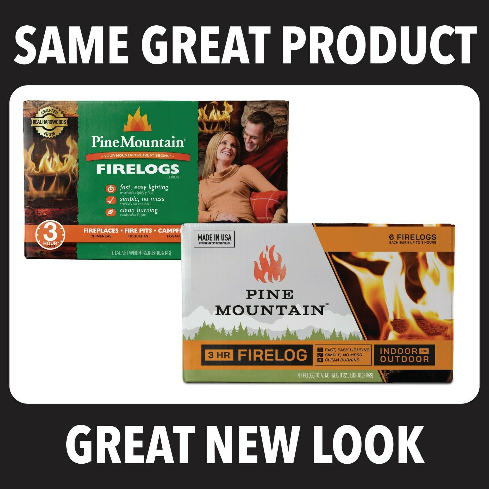 Pine Mountain Traditional 3 Hour Easy Starter Long Burning Firelogs, Pack Of 6 - Fresh Stock Dated December 2025