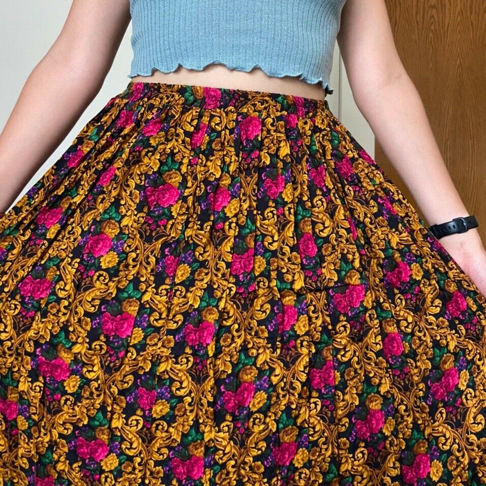 vintage 80s baroque floral skirt small s - Fresh Stock Dated March 2026
