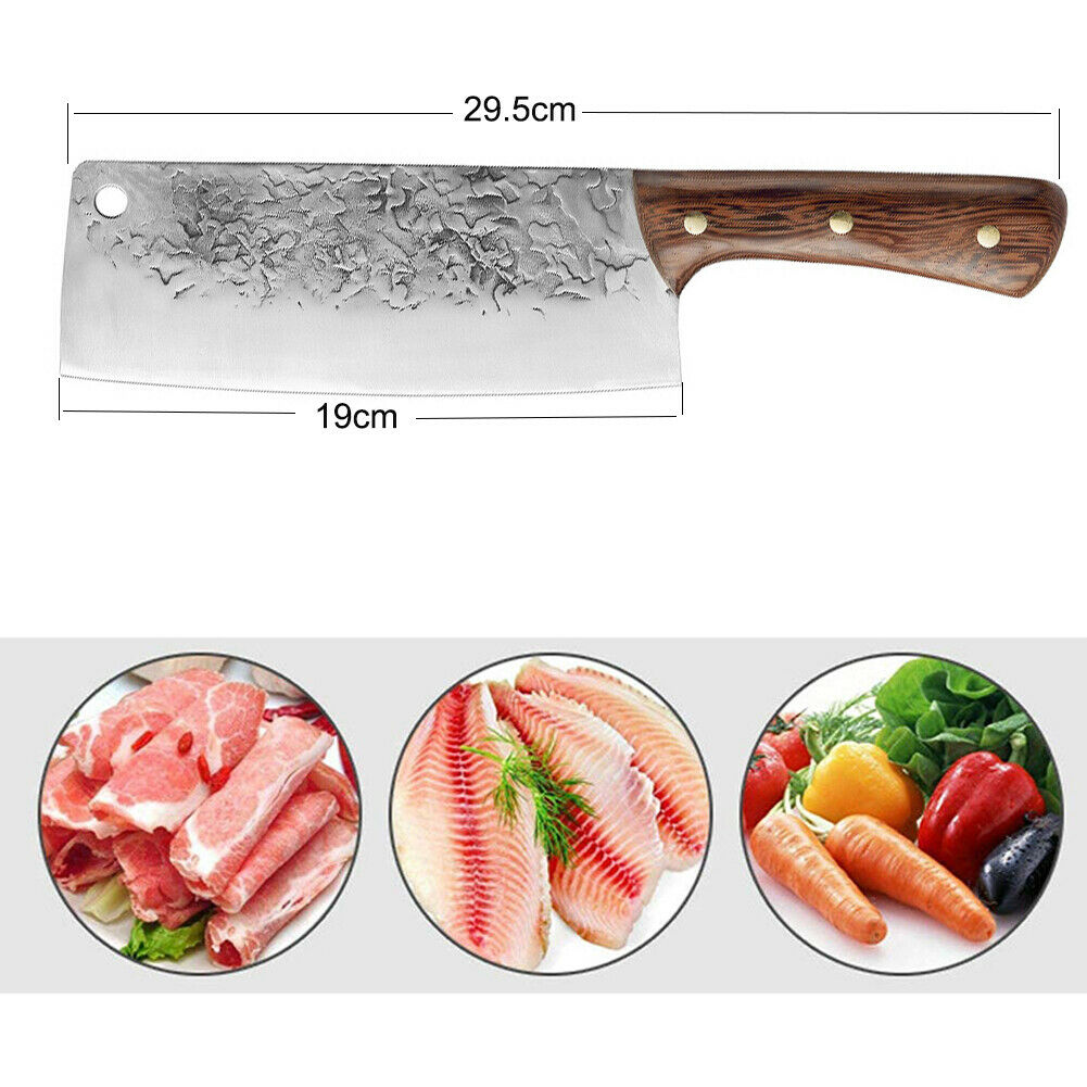 8 In Handmade Traditional Chinese Forged Chef Kitchen Meat Cleaver Slicing Knife - Fresh Stock Dated December 2025
