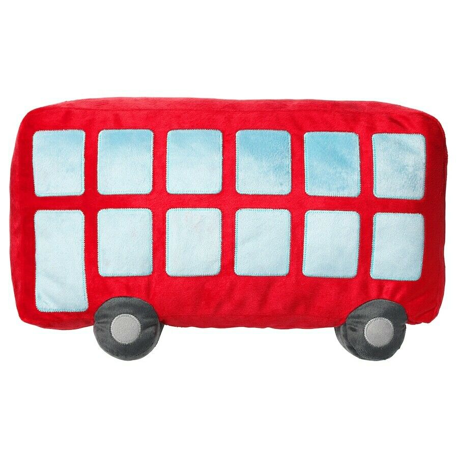 IKEA UPPTAG Children Cushion Red Bus 18x11 
