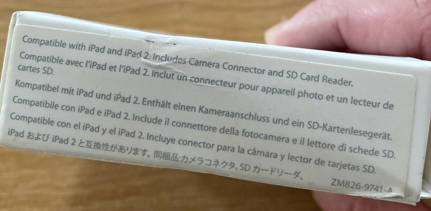 Apple iPad Camera Connection Kit MC531ZM/A (A1362 & A1358) NIB - Fresh Stock Dated February 2026