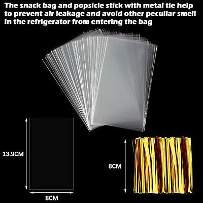 100 Pieces Popsicle Bags DIY Ice Cream Bags Disposable Clear Ice Pop Plastic - Fresh Stock Dated December 2025