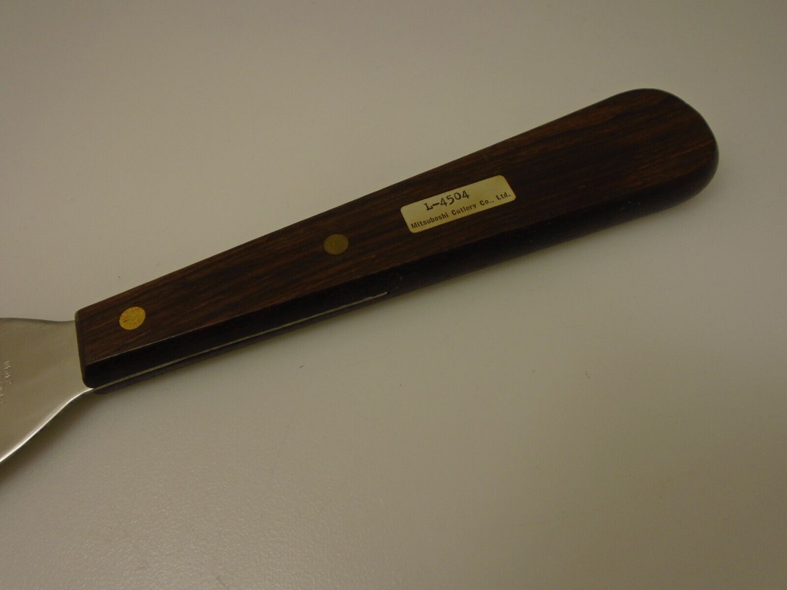 Mitsubishi Cutlery Long Wood Handle 3 inch Stiff Angled Stainless Steel Scraper - Fresh Stock Dated February 2026
