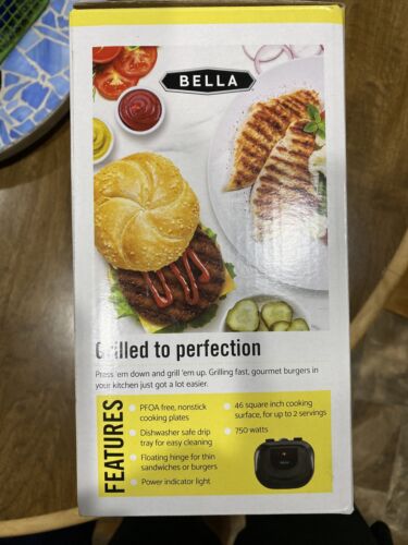 Bella - 2 Burger Electric Grill - Black - Fresh Stock Dated December 2025