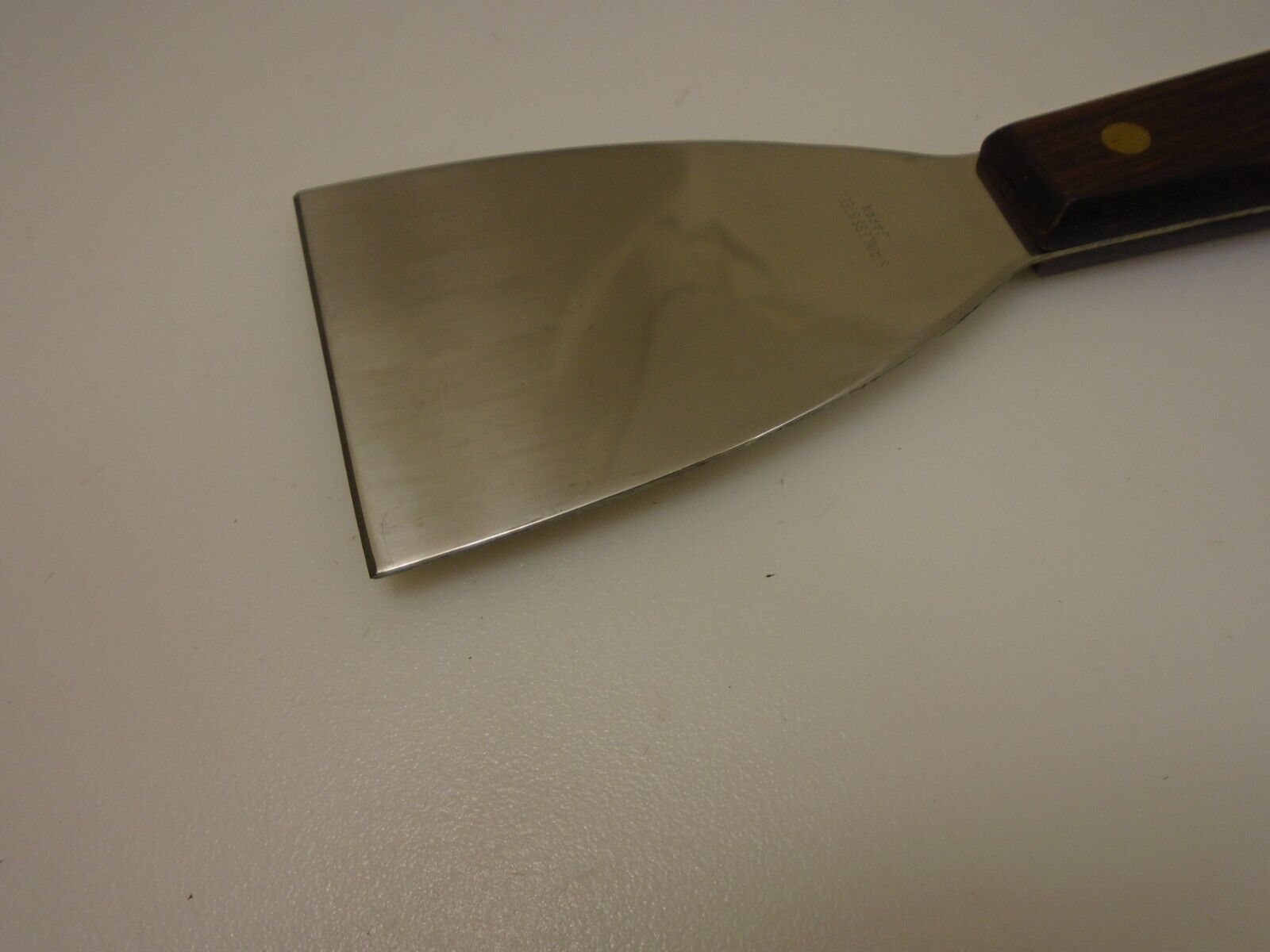 Mitsubishi Cutlery Long Wood Handle 3 inch Stiff Angled Stainless Steel Scraper - Fresh Stock Dated February 2026