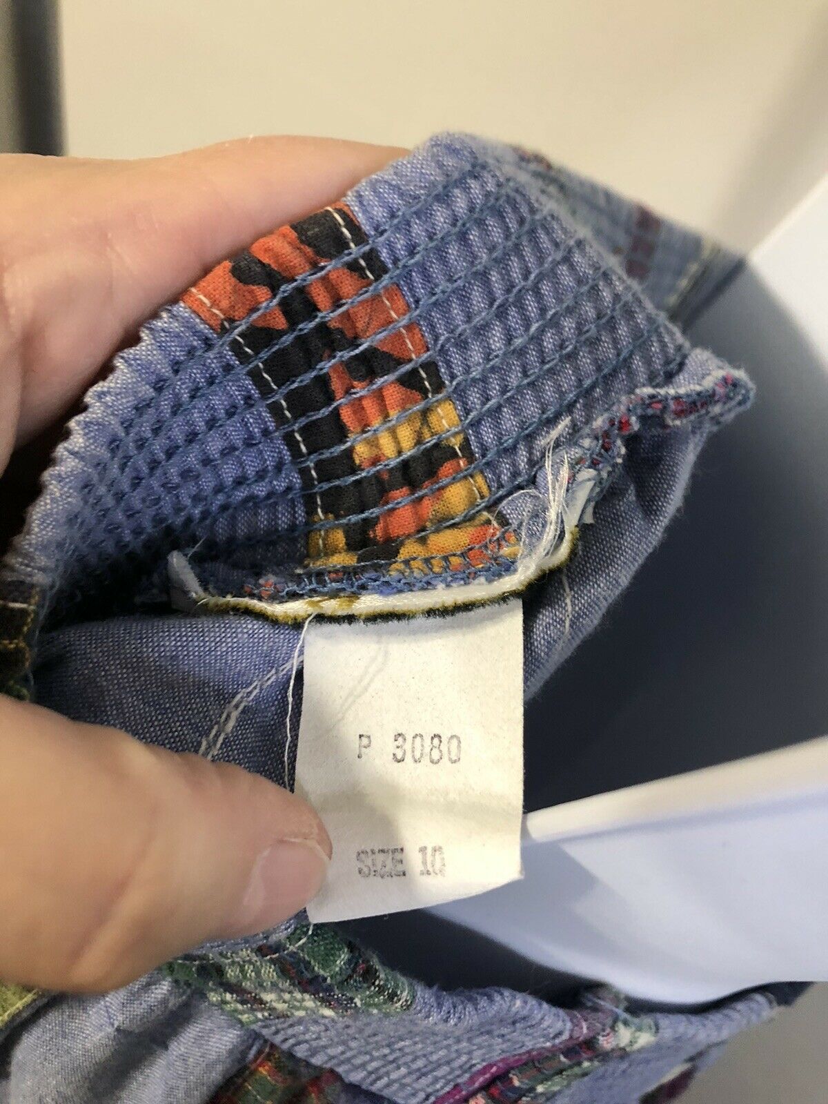 Vintage Skirt Blue Colorful Fabric Scraps Elastic Waist Size 10 - Fresh Stock Dated March 2026