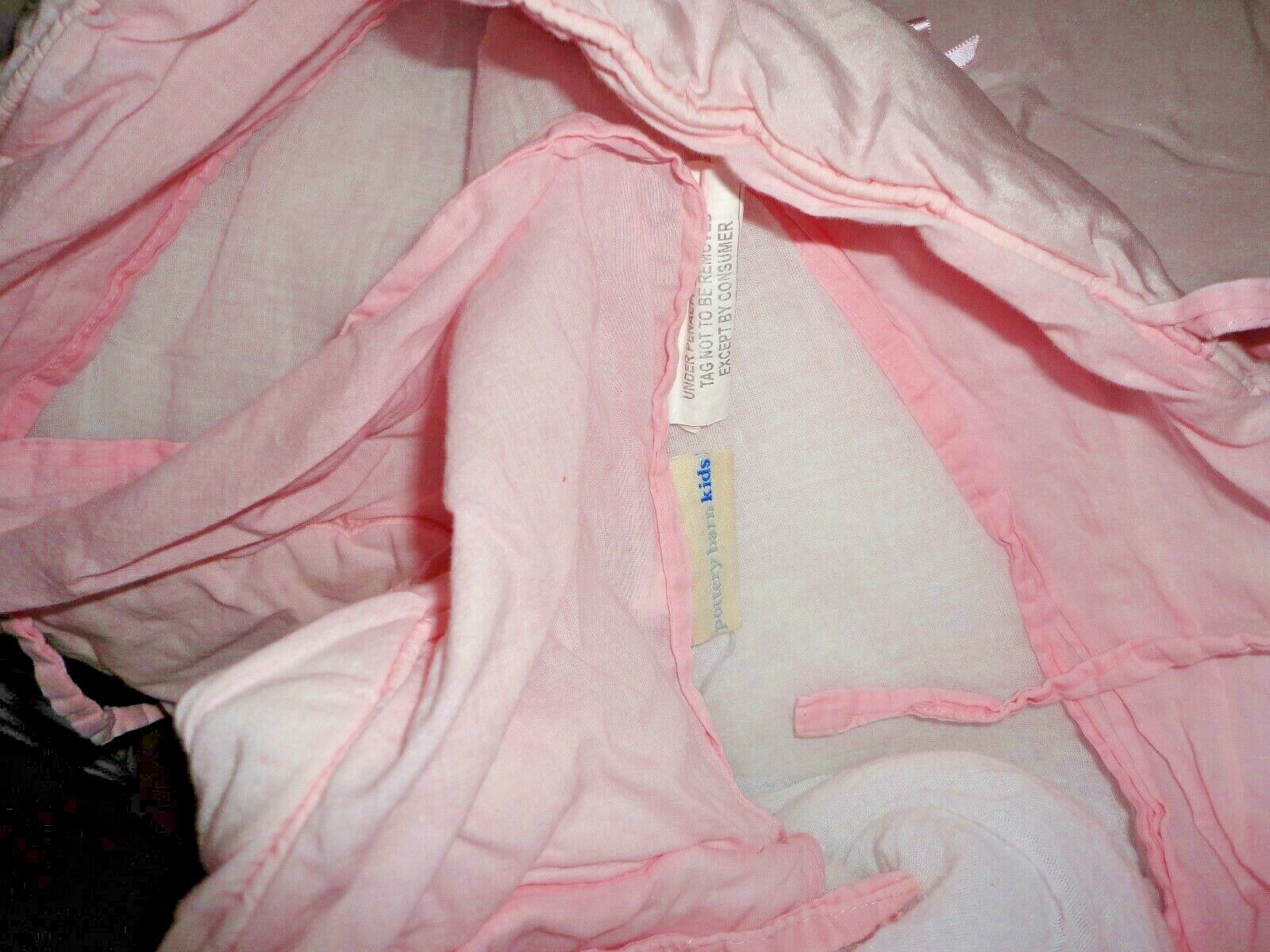 POTTERY BARN KIDS AUDREY PINK RIBBONS TUFTED (PAIR) EURO PILLOW SHAMS 26 X 26 - Fresh Stock Dated December 2025