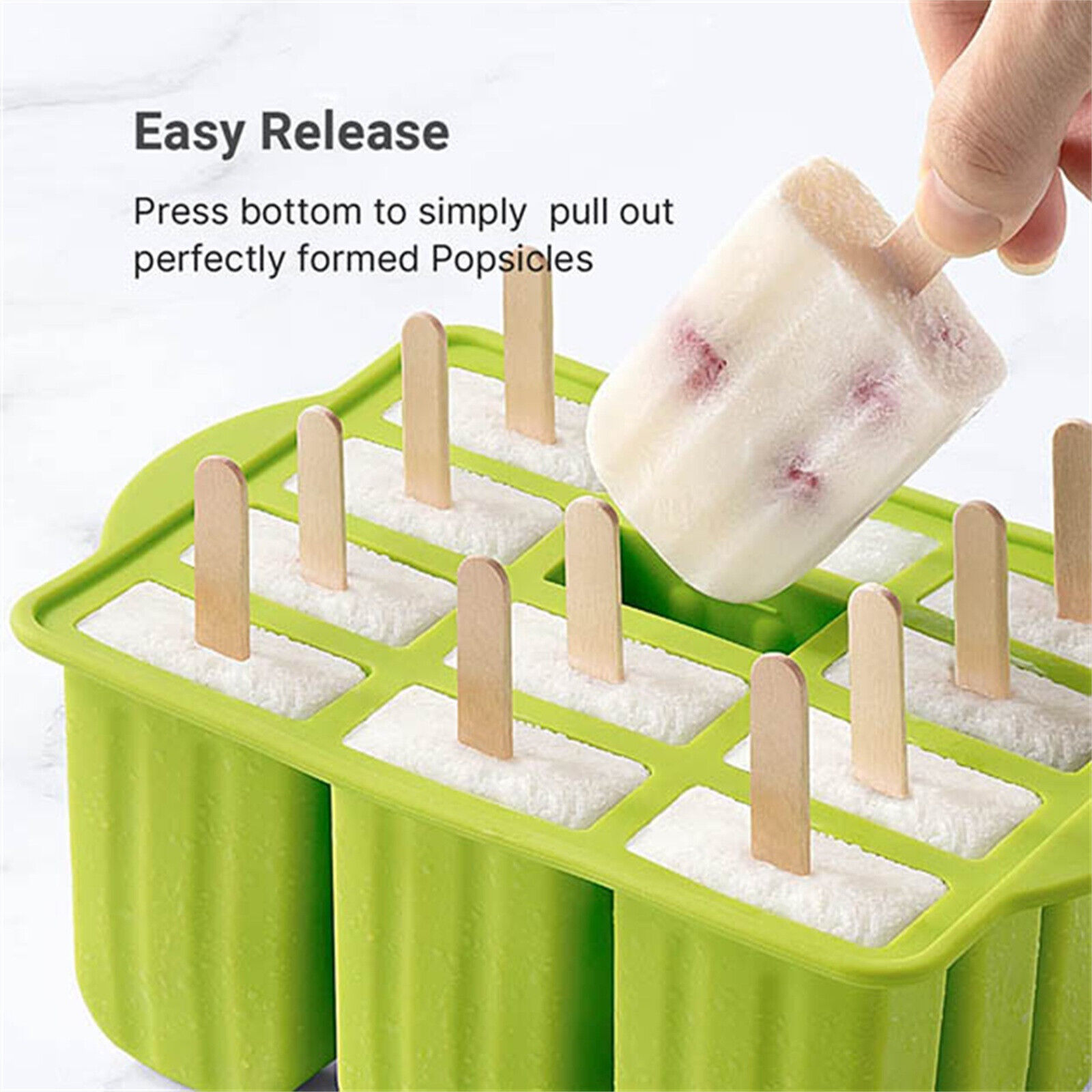 Silicone Frozen Popsicle Molds Ice Cream Pop Maker Freezer Kit 12 Popsicle Stick - Fresh Stock Dated February 2026