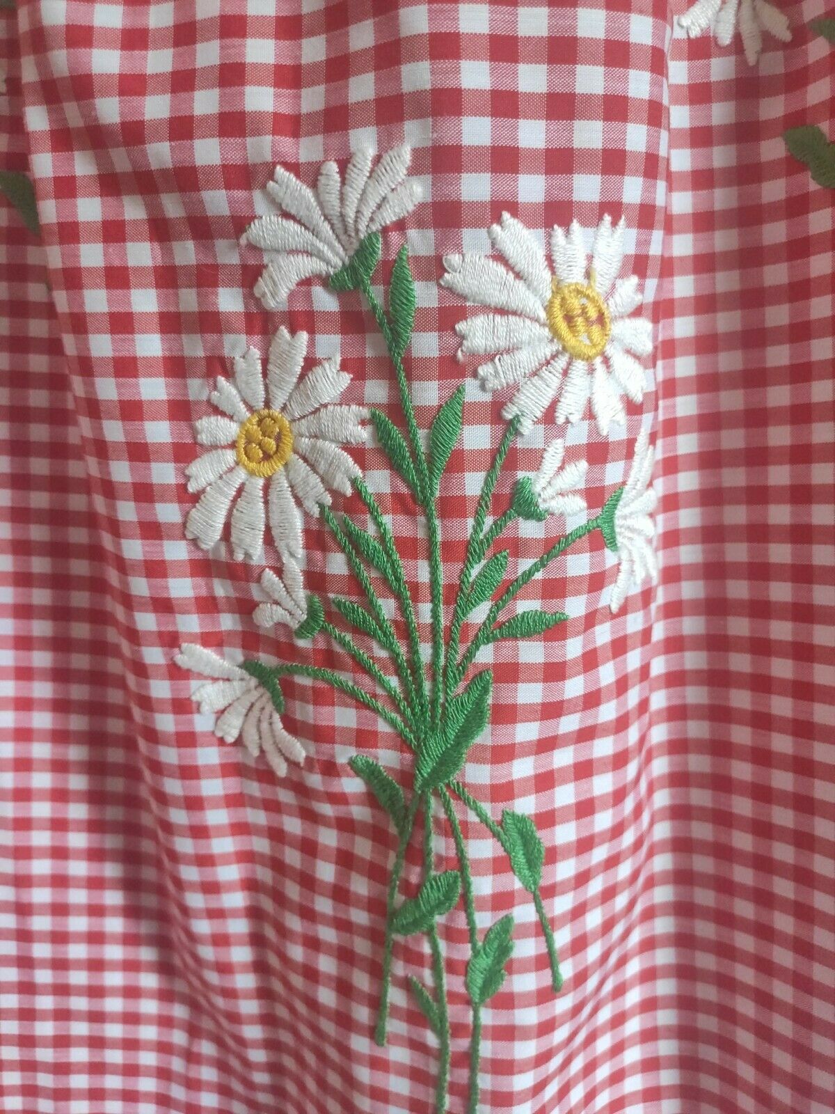 Vintage Malbe Long Prairie Skirt Red White Checked Gingham Daisies Size 9/10 - Fresh Stock Dated February 2026