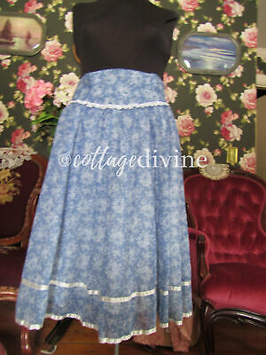 Graceful Blue Floral Gunne Sax Gunnies Vtg 1970s Semi Sheer Lined Prairie Skirt - Fresh Stock Dated February 2026