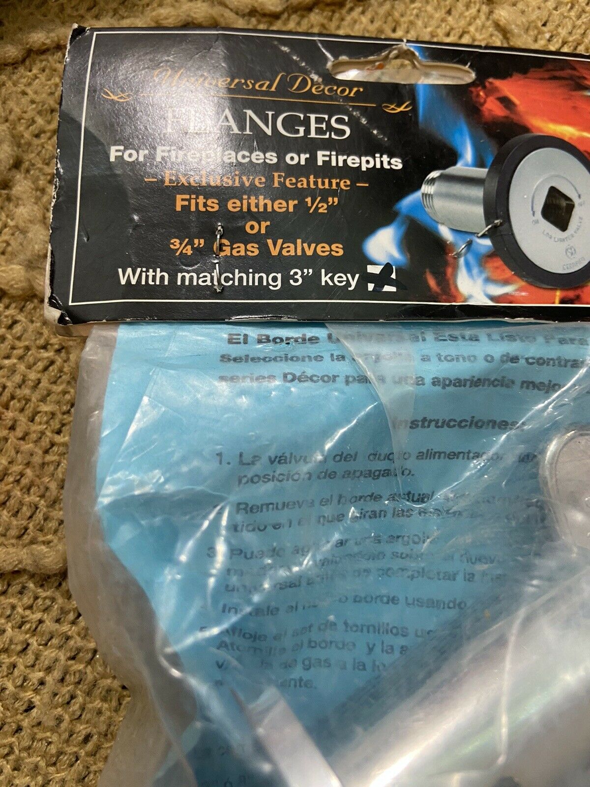 Brand New Blue Flame Universal Gas Valve Flanges And Key Kit In Chrome - Fresh Stock Dated December 2025