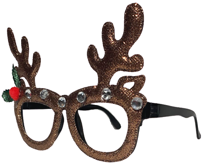 REINDEER ANTLER GLASSES Funny Bling Christmas Novelty Rudolph Gag Joke Holly Eye - Fresh Stock Dated February 2026