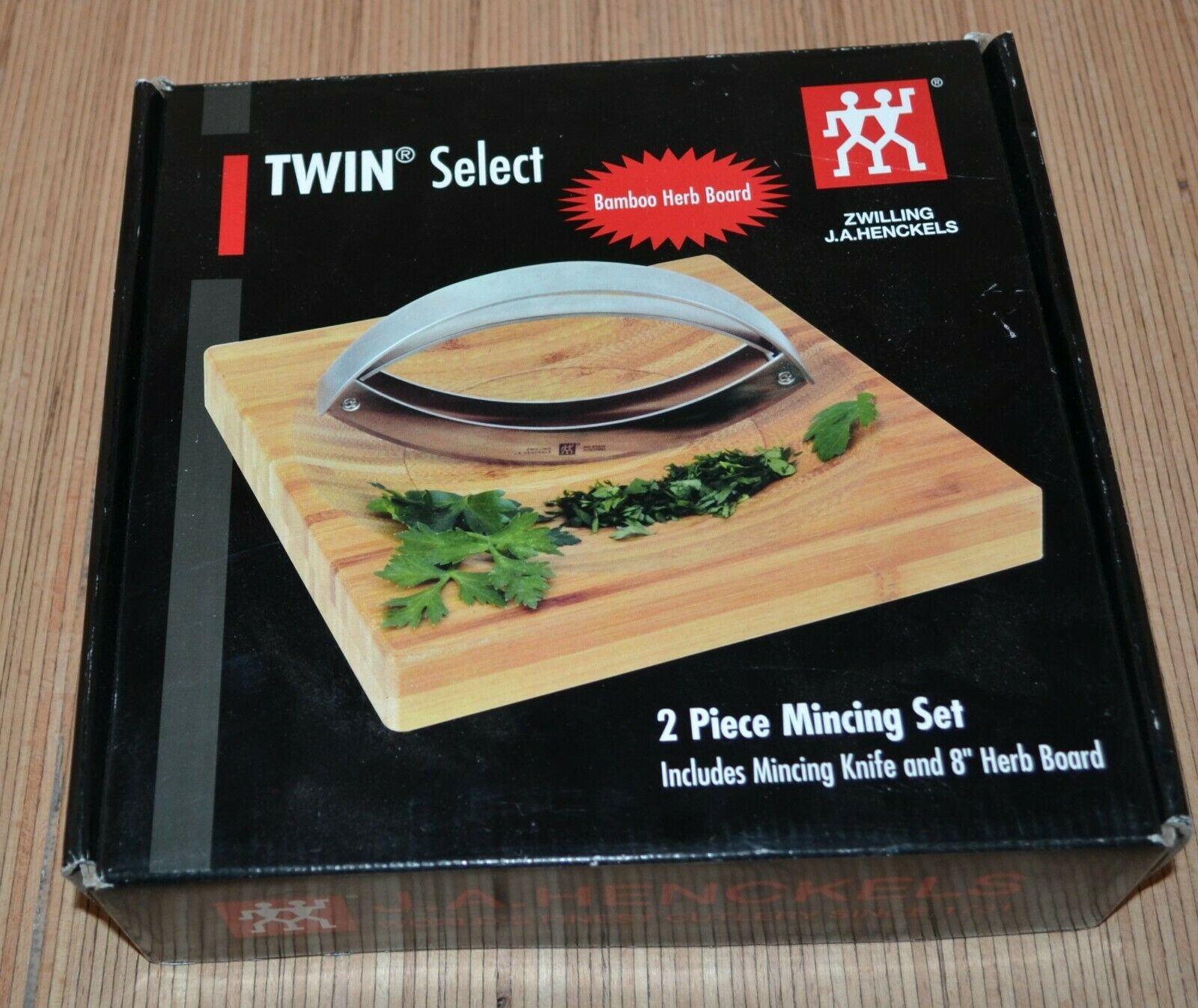 J.A. HENCKELS TWIN SELECT MINCING KNIFE & HERB BOARD TWO SETS  FOUR PIECES - Fresh Stock Dated January 2026