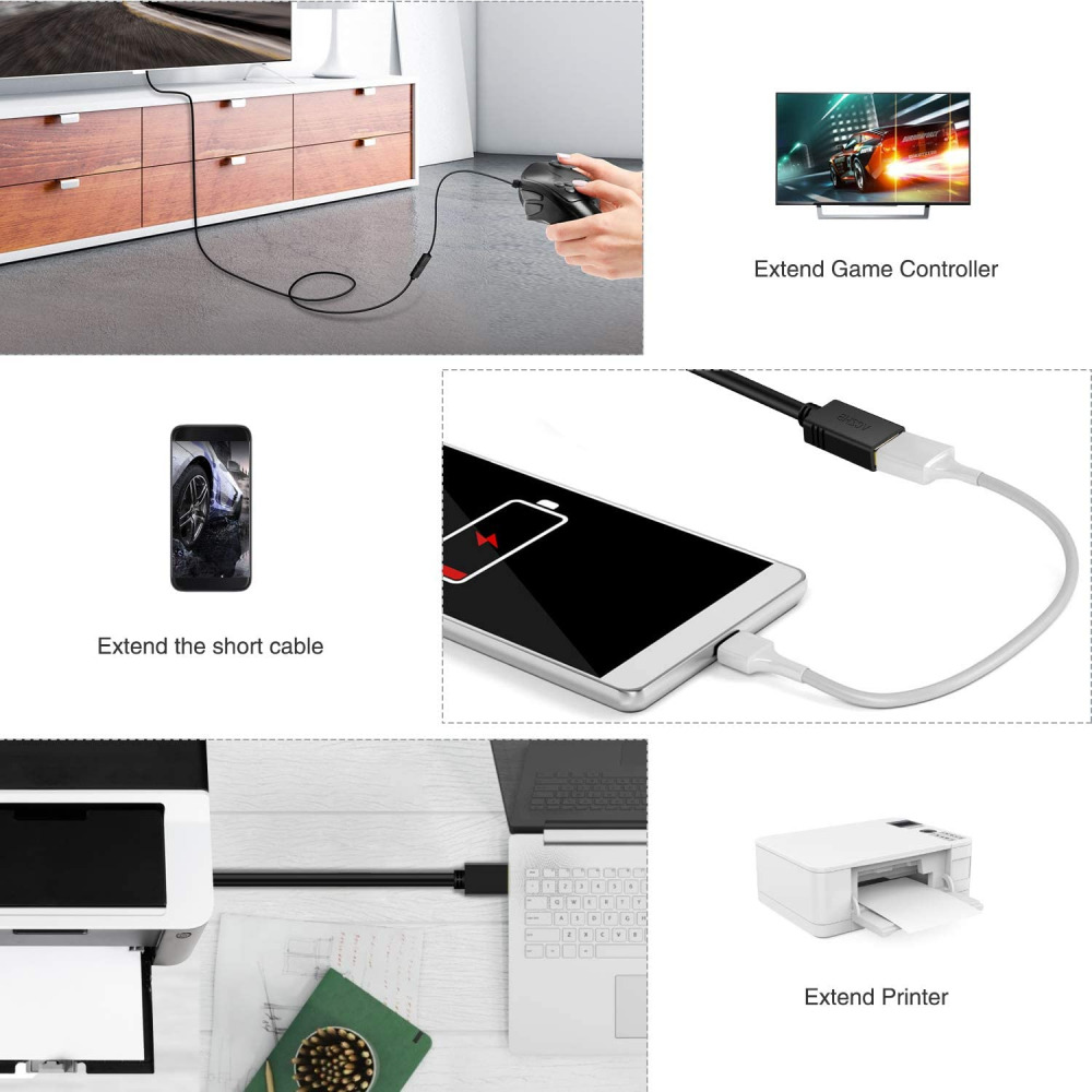 USB 3.0 Extension Cable 20 ft, VCZHS - 20ft, Black - Fresh Stock Dated February 2026