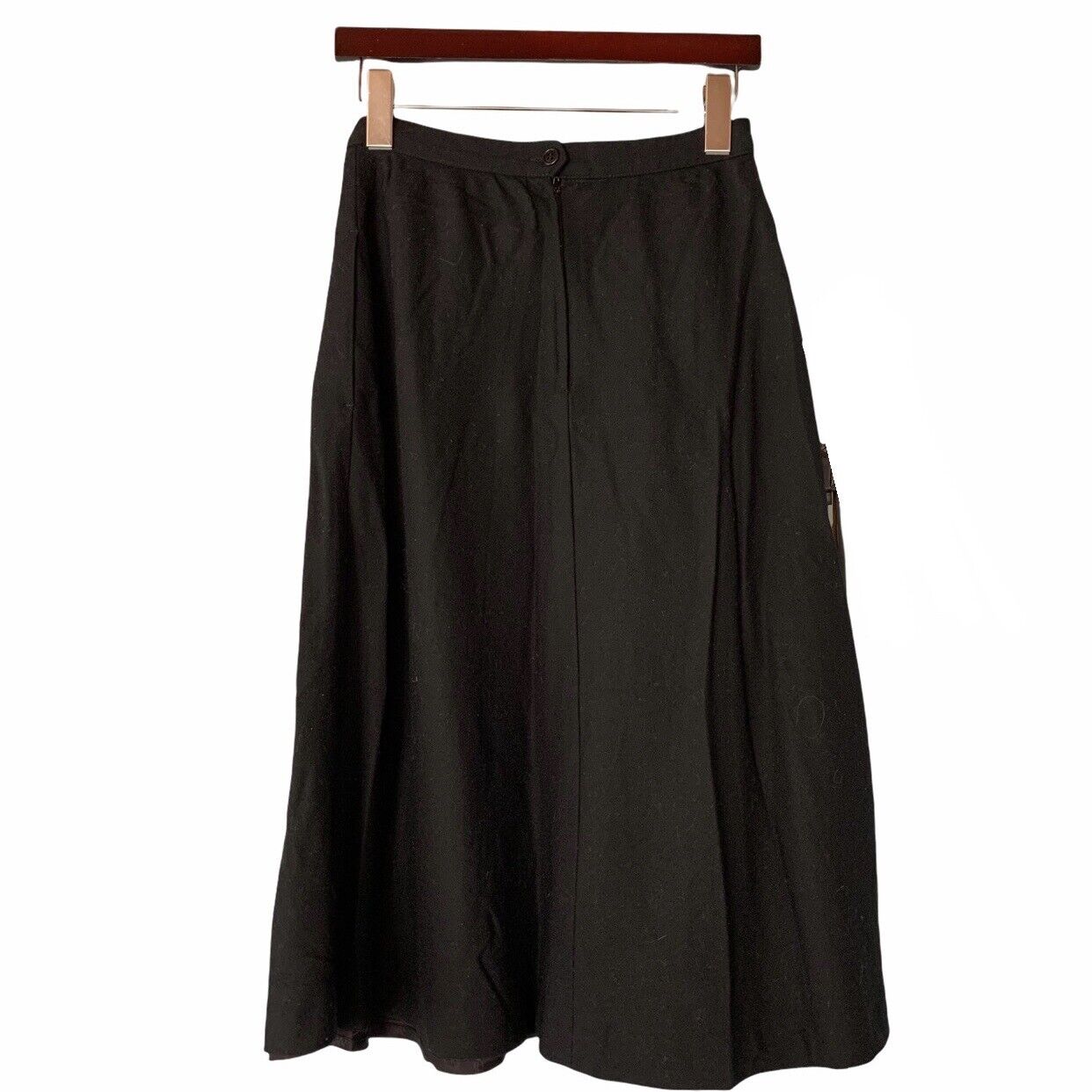 Vintage Sasson 100% Wool Skirt Size Small 8/9 Midi Full Swing Lined Black Career - Fresh Stock Dated March 2026