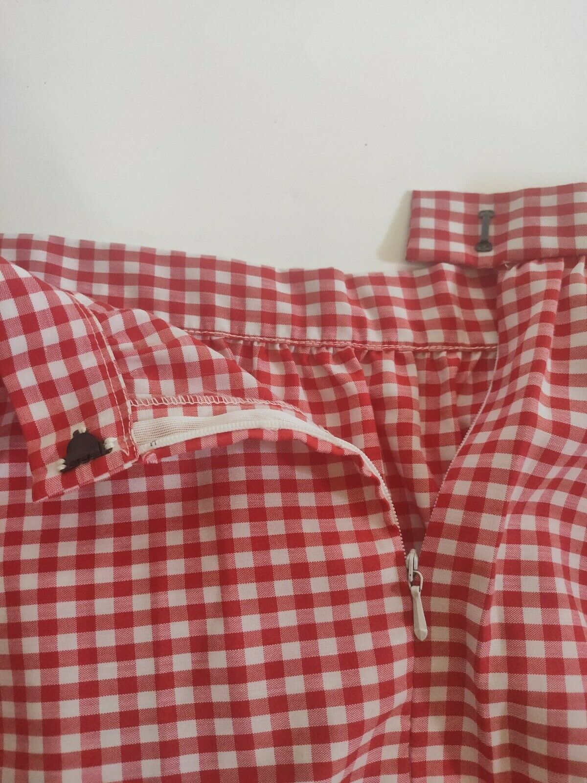 Vintage Malbe Long Prairie Skirt Red White Checked Gingham Daisies Size 9/10 - Fresh Stock Dated February 2026