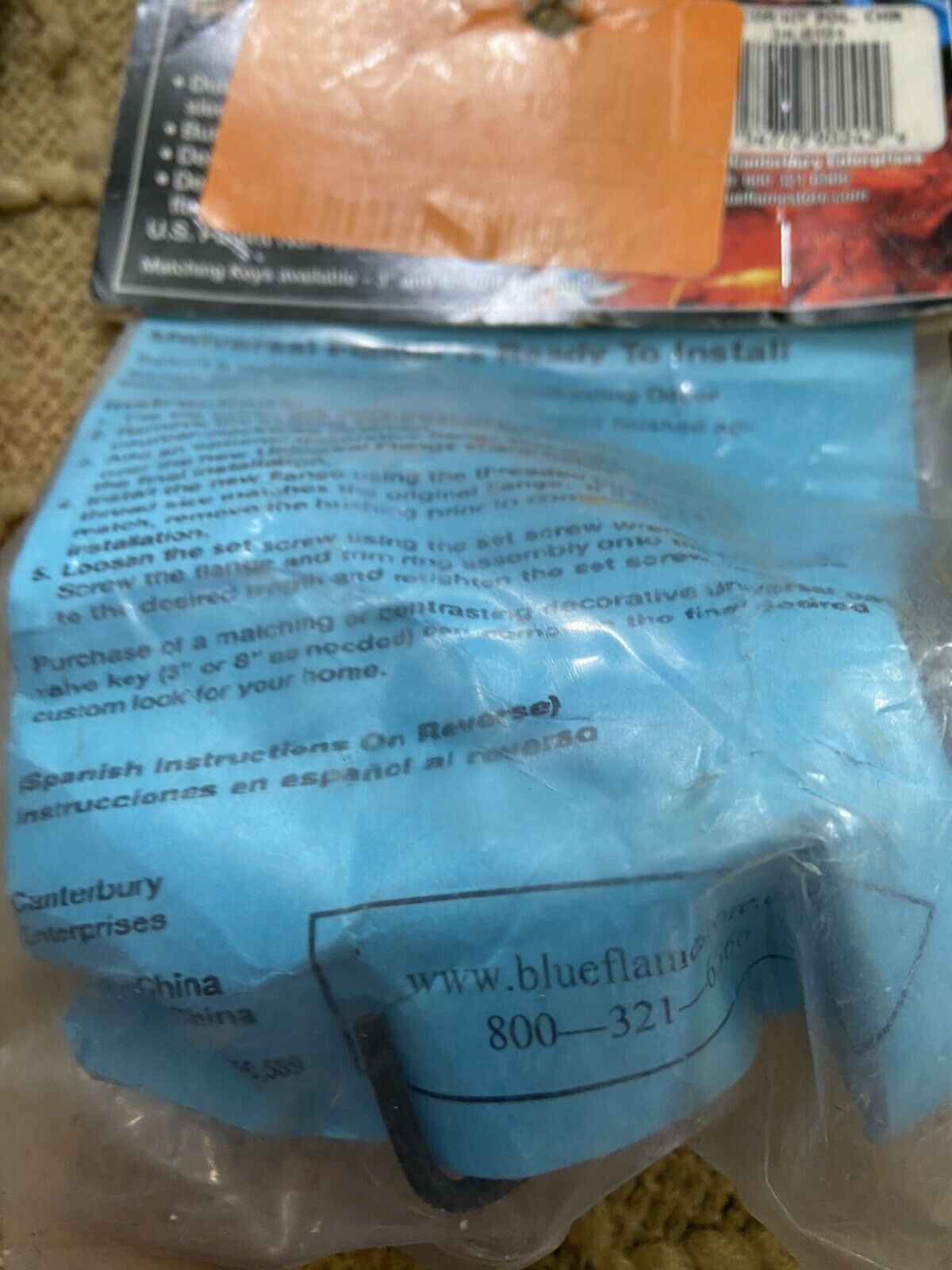 Brand New Blue Flame Universal Gas Valve Flanges And Key Kit In Chrome - Fresh Stock Dated December 2025