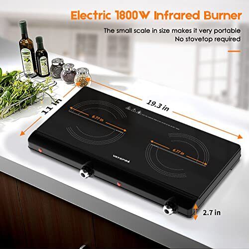 Electric Hot Plate for Cooking Infrared Double Burner 1800W Portable Countertop - Fresh Stock Dated December 2025