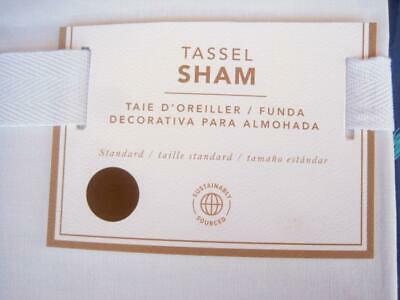 Pottery Barn Teen Tassel Standard Sham Multi Colored and White Cotton 26x20