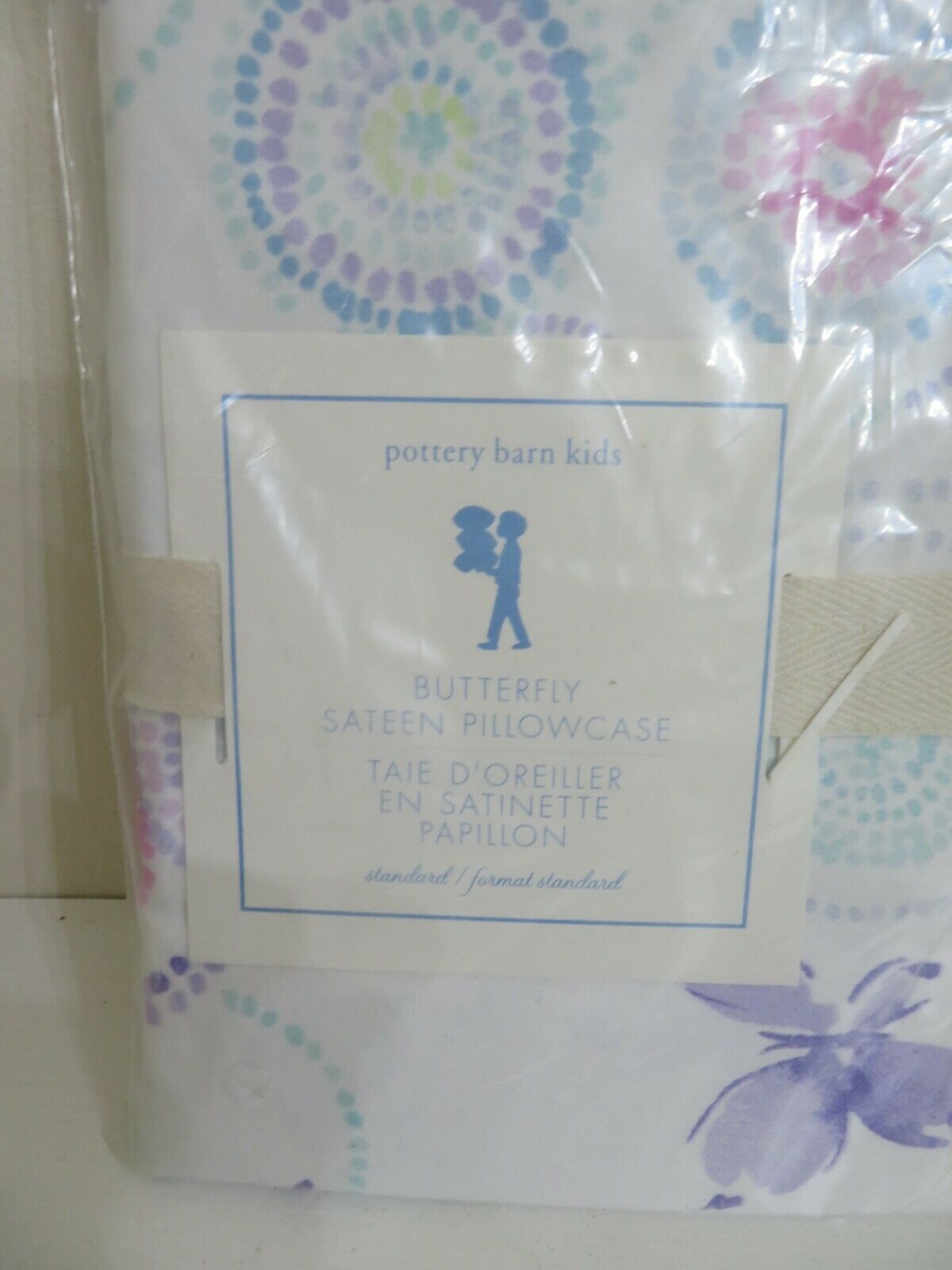 POTTERY BARN KIDS BUTTERFLY SATEEN STANDARD SIZE PILLOW CASE NEW - Fresh Stock Dated December 2025