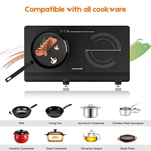 Electric Hot Plate for Cooking Infrared Double Burner 1800W Portable Countertop - Fresh Stock Dated December 2025