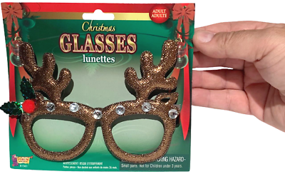 REINDEER ANTLER GLASSES Funny Bling Christmas Novelty Rudolph Gag Joke Holly Eye - Fresh Stock Dated February 2026