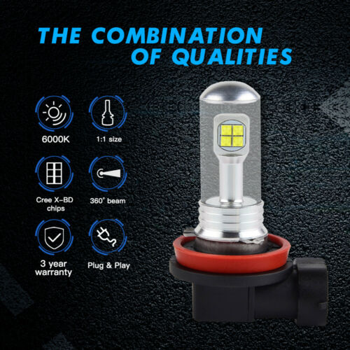 H11 For Kawasaki Ninja ZX6R ZX600 2007-2012 LED Headlight Bulb High Low Beam - Fresh Stock Dated February 2026