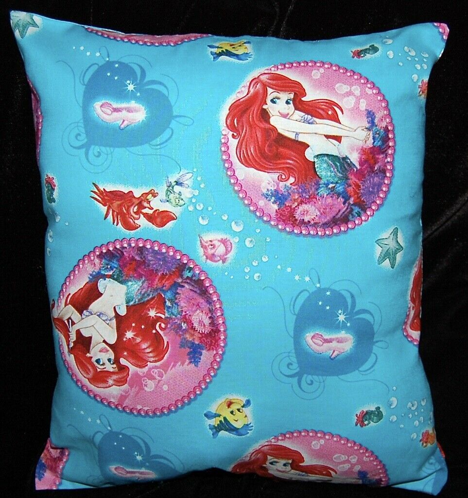 DISNEY HANDMADE PRINCESS ARIEL / LITTLE MERMAID SEBASTIAN  FLOUNDER PILLOW - Fresh Stock Dated December 2025