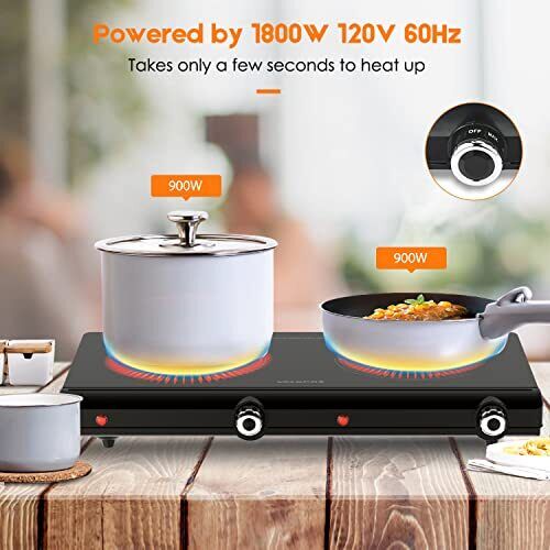 Electric Hot Plate for Cooking Infrared Double Burner 1800W Portable Countertop - Fresh Stock Dated December 2025