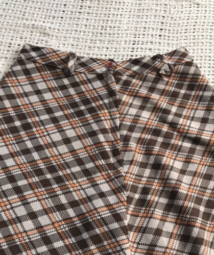 Vintage Small Polyester Retro Brown Orange Plaid Long Skirt Women’s Size Small - Fresh Stock Dated February 2026
