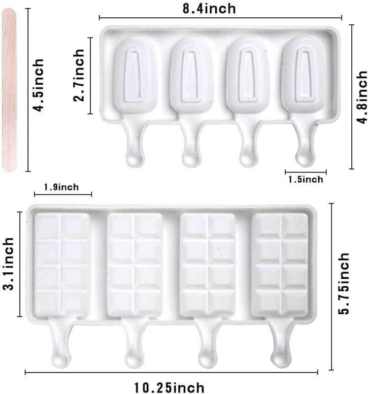 Loveinusa Ice Cream Mold Set, Square Cakesicle Mold Small Popsicle Molds 50 Wood - Fresh Stock Dated December 2025
